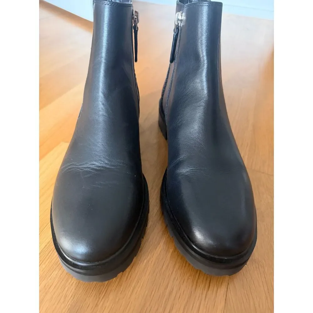 Kate Spade Estelle Lug Sole Chelsea Boot – Black Leather – Size 8B – NWOB